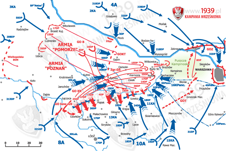 Схема: Битва на Бзуре 1939