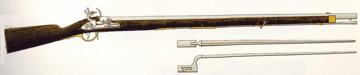 Изображение прусского пехотного ружья Нотхардта обр. 1801 г (Nothardt gewehr M 1801) со штыком