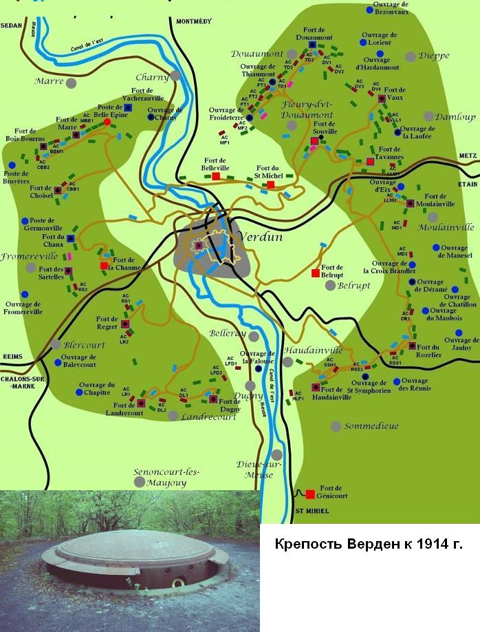 План крепости Верден в 1914 году