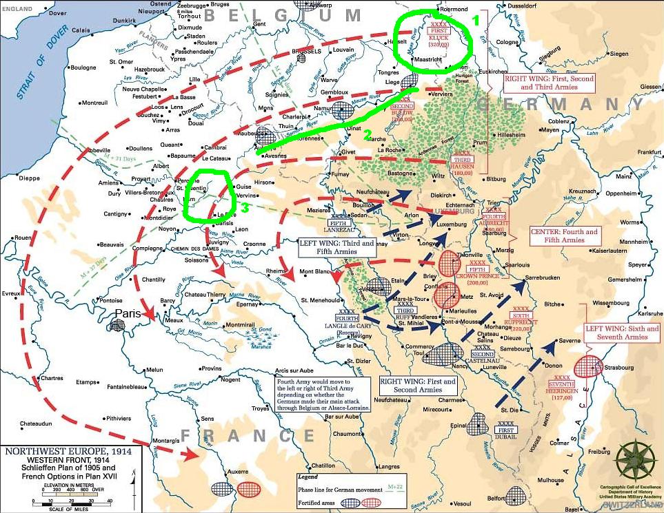 План Шлиффена, План 17, развертывание немецких и французских войск 1914
