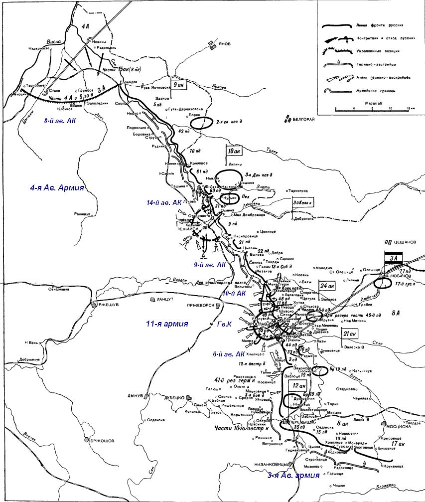 Первый этап сражения на реке Сан в ходе 3-й Галицийской Битвы
