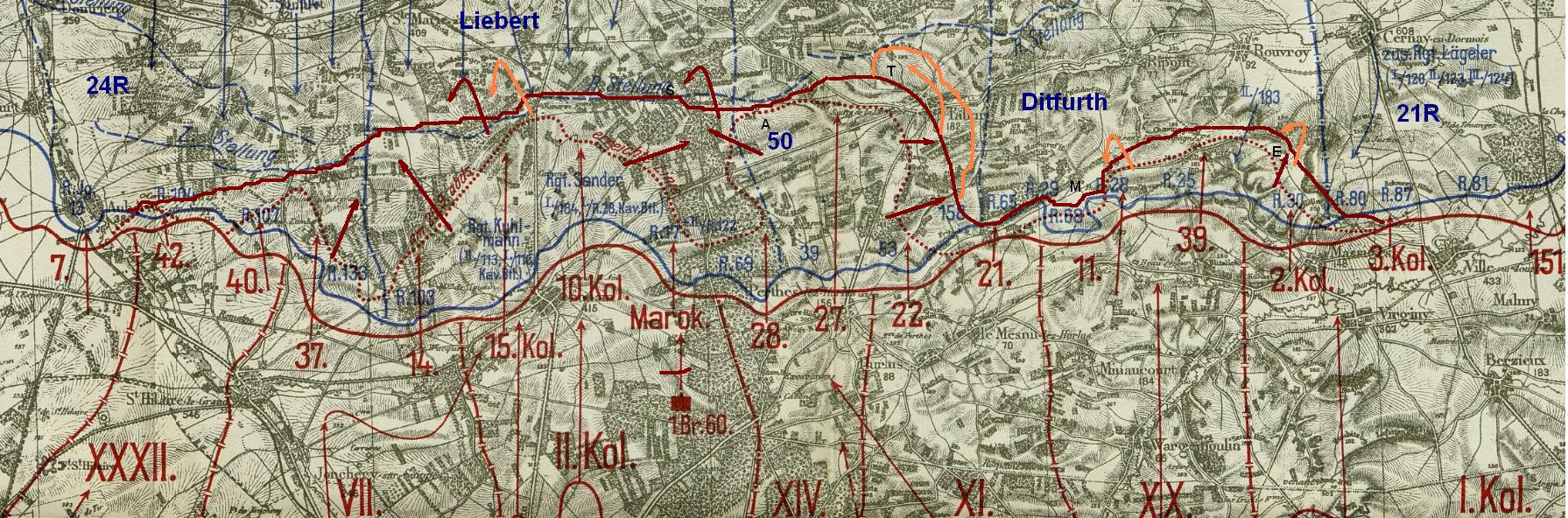 Общая схема Второй Битвы в Шампани с 25 сентября по 7 октября 1915 г.