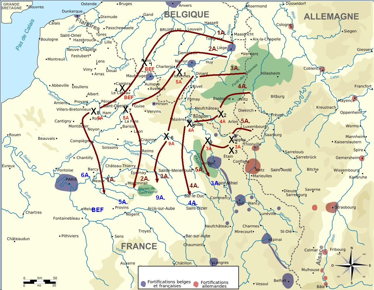 Общая схема Марнского похода германцев в 1914 году