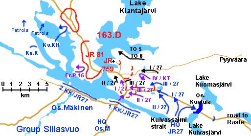 Схема: Первое финское наступление при Суомуссалми