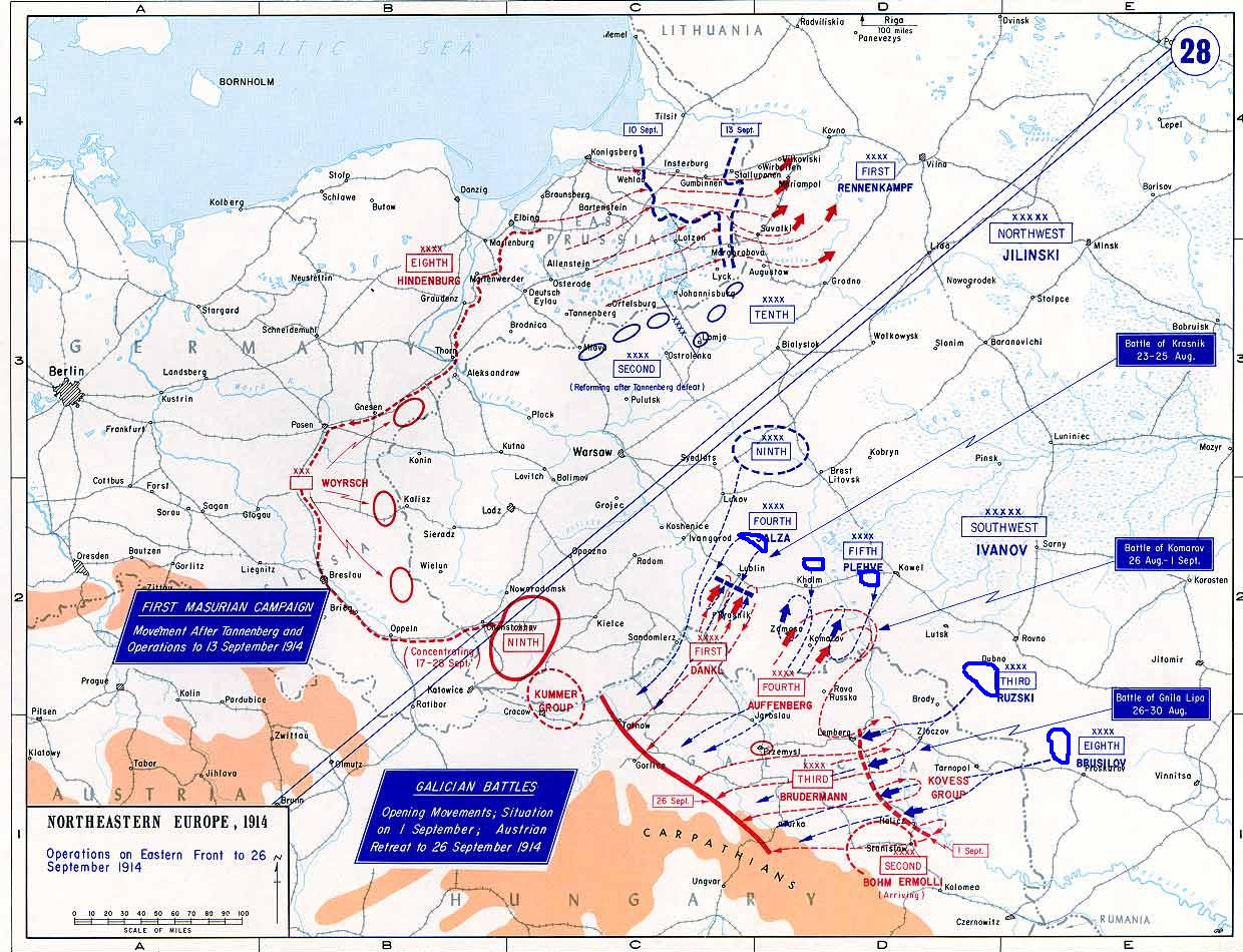 Восточный фронт ПМВ в сентябре 1914: Галицийская битва, Первая Мазурская операция