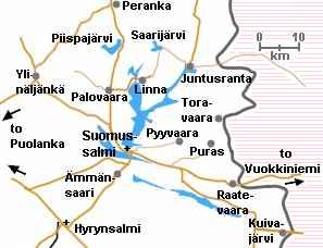 Карта района Суомуссалми в 1939 году